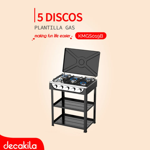 Decakila Cocina de Gas 5 Quemadores con Estante (KMGS019B)