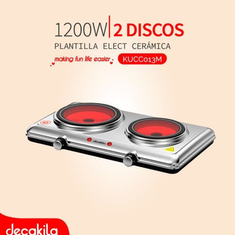 Decakila Plantilla Eléctrica de Cerámica 2 Discos (KUCC013M)