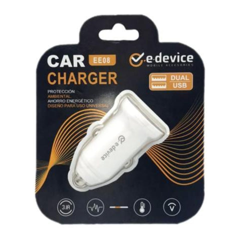 E-device Cargador para Carro Dual USB EE08