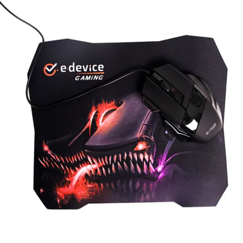 E-device Kit Mouse Alámbrico y Mouse Pad Gaming MPE348-G1