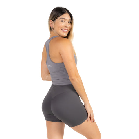 ETM Licra Deportiva Corta para Mujer, Gris