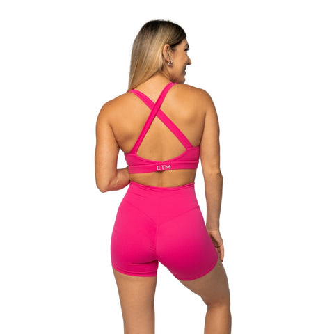 ETM Top Deportivo de Tirantes Cruzados para Mujer, Rosa