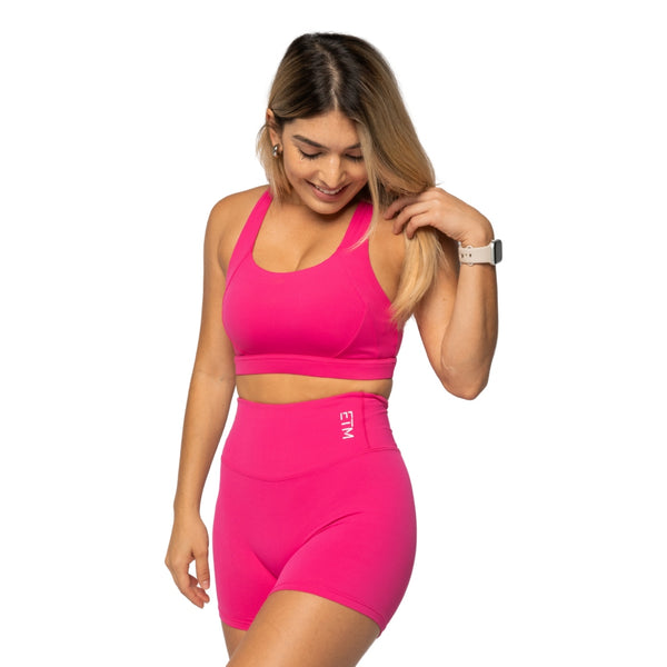 ETM Top Deportivo de Tirantes Cruzados para Mujer, Rosa