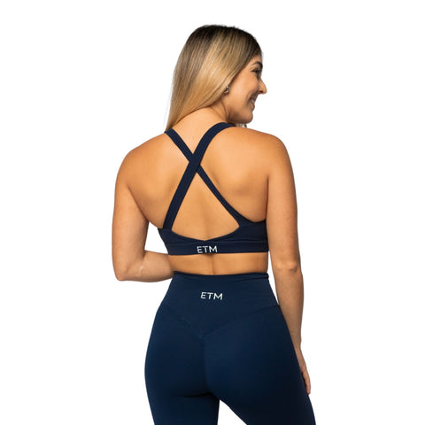 ETM Top Deportivo de Tirantes Cruzados para Mujer, Azul