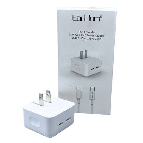 Earldom Cargador de Pared Doble con Cable Tipo C (ES-US5)