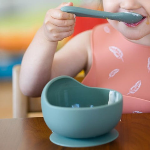 Elinfant Set Bowl con Ventosa y Cuchara de Silicona, 2 Piezas