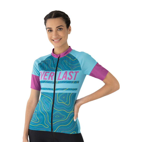 Everlast Camisa de Ciclismo CYC Azul/Rosa, para Mujer