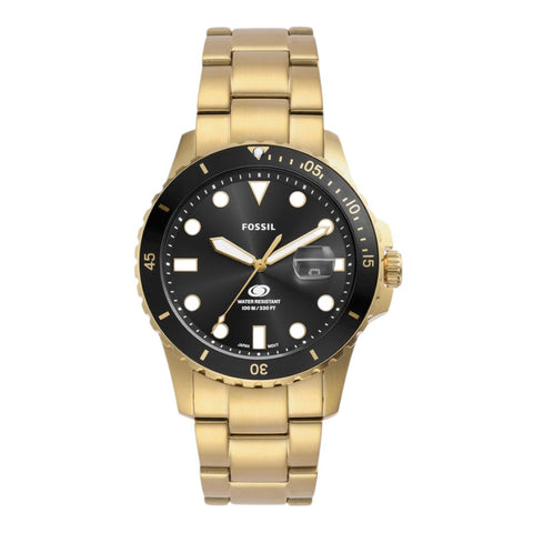 Fossil Reloj Análogo Acero Inoxidable Fossil Blue Dive Dorado, para Hombre