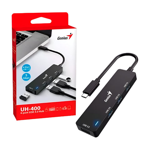 Genius Hub Adaptador USB-C Macho a USB RS2 UH-400, 31240002400