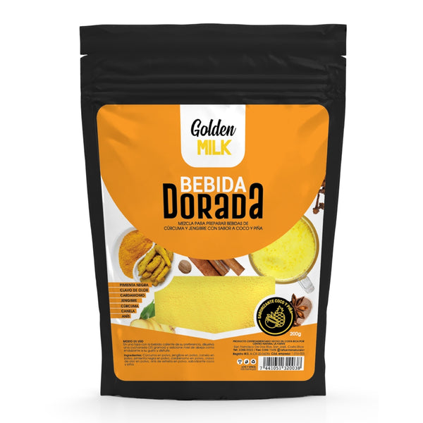 Golden Milk Suplemento Alimenticio Bebida Dorada Jengibre Antiinflamatorio, 200g