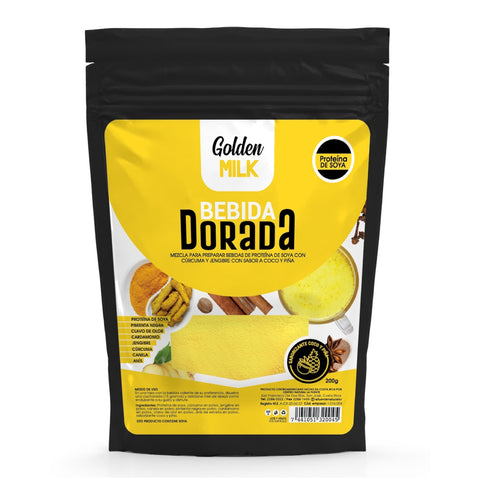 Golden Milk Suplemento Alimenticio Bebida Dorada Jengibre con Soya Antiinflamatorio, 200g