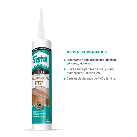 Henkel Silicón Transparente PVC/Policarbonato Sista F121, 300ml