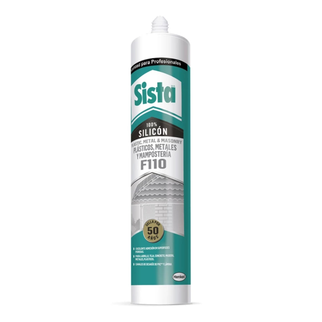 Henkel Silicón Transparente Plástico/Metal Sista F110, 300ml