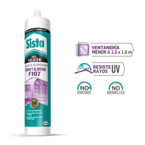 Henkel Silicón Transparente Vidrio/Aluminio Sista F107, 300ml