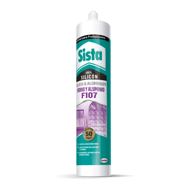 Henkel Silicón Transparente Vidrio/Aluminio Sista F107, 300ml