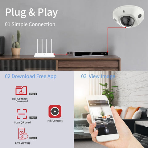 Hikvision Cámara de Seguridad Mini Domo Fijo 4MP AcuSense para Exteriores, 2.8mm