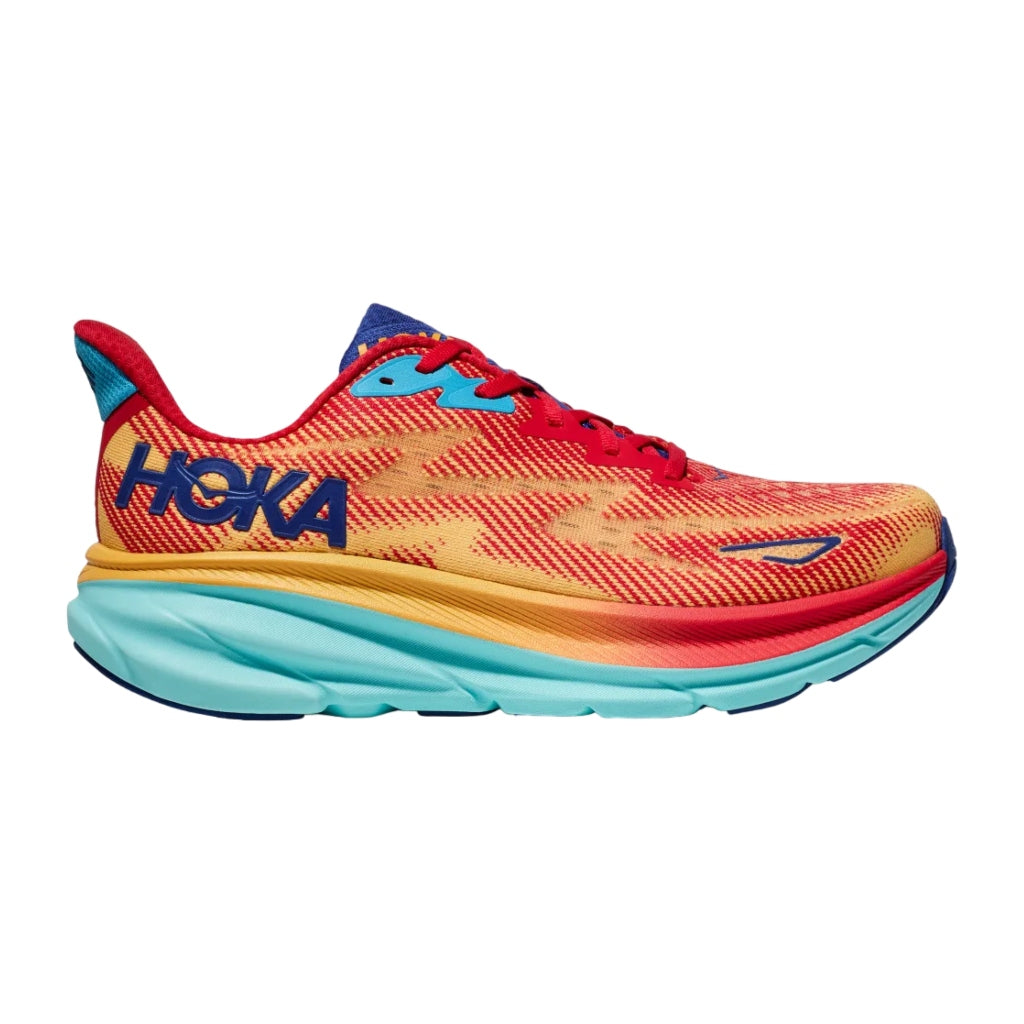 Hoka Tenis Clifton 9 Run Rojo/Turquesa, para Hombre