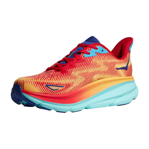 Hoka Tenis Clifton 9 Run Rojo/Turquesa, para Hombre