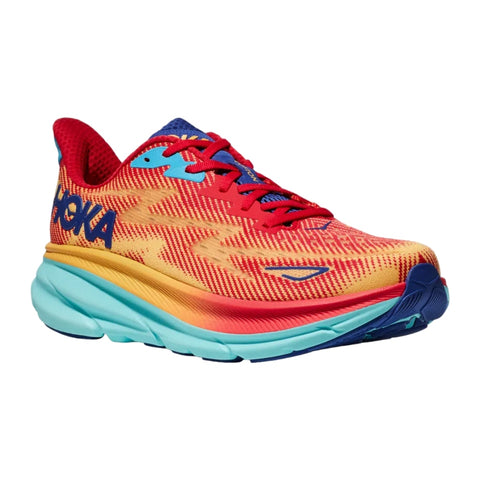 Hoka Tenis Clifton 9 Run Rojo/Turquesa, para Hombre