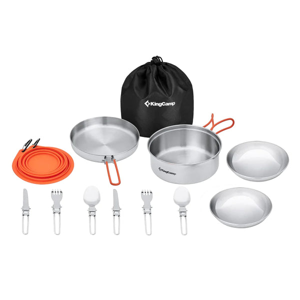 KingCamp Set Utensilios de Camping Adventure Silver, 11 Piezas