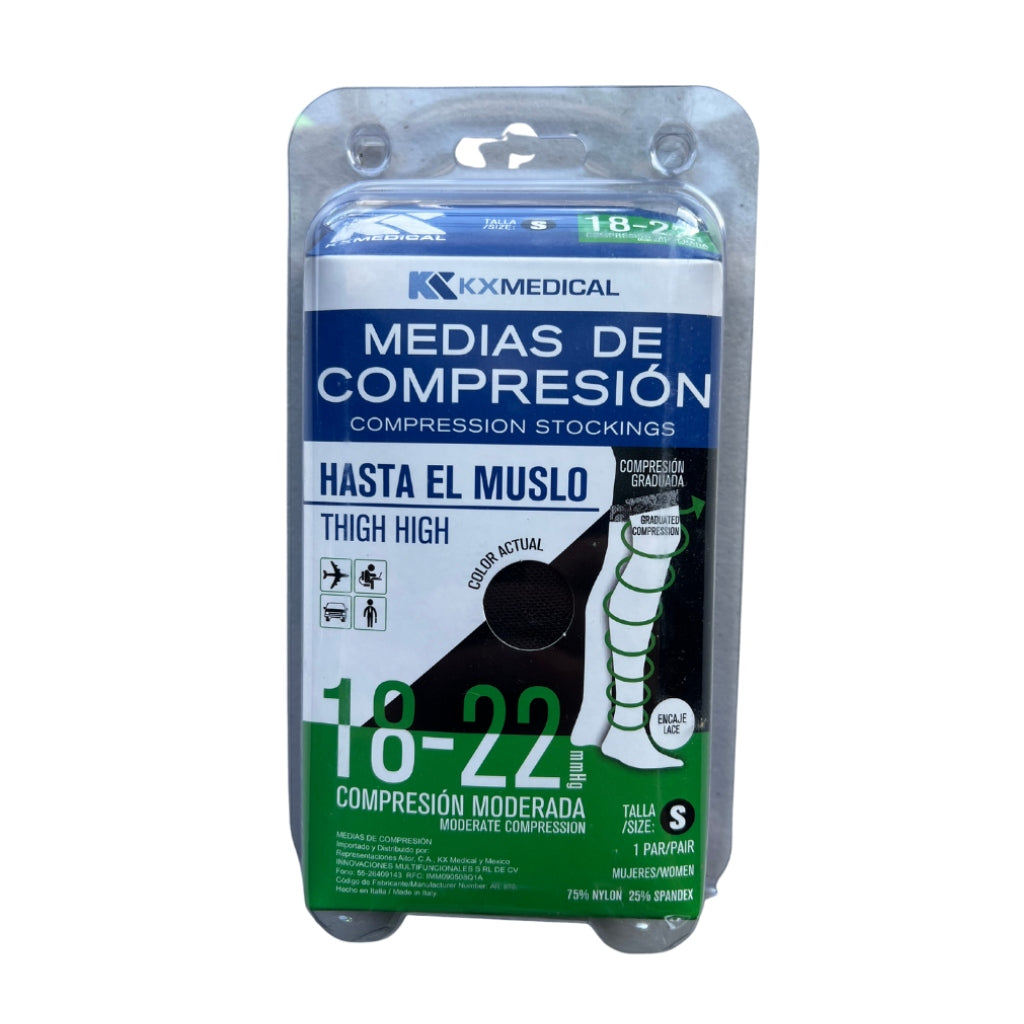 Kx Medical Medias de Compresión hasta El Muslo 18-22 Negro, para Mujer