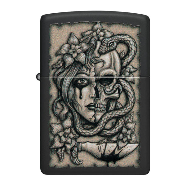 Zippo Encendedor Gory Tattoo, Black Matte