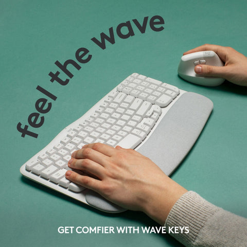 Logitech Teclado Inalámbrico Ergonómico Wave Keys en Ingles (920-012275)