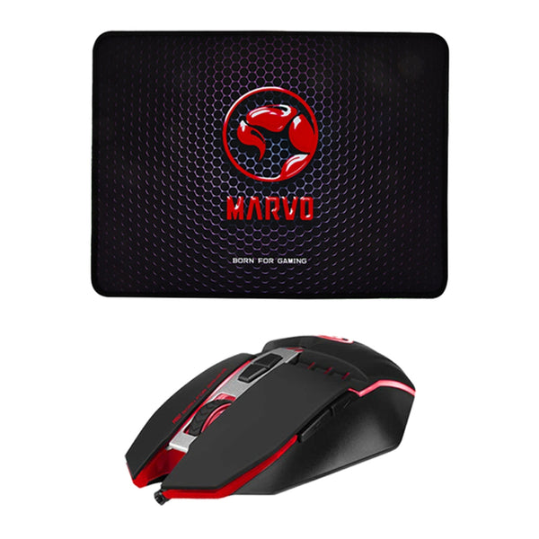 Marvo Set Mouse Alámbrico y Mouse Pad Gaming Scorpion (M112+G46), 2 Piezas