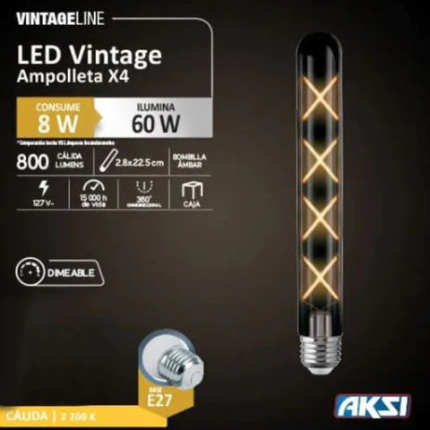 Aksi Bombillo Led Vintage Ampolleta X4, 8W