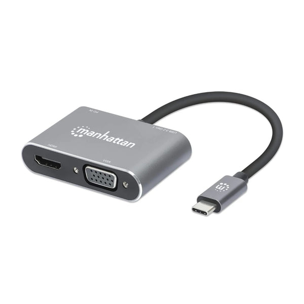 Manhattan Convertidor de USB-C a HDMI y VGA, 4 en 1