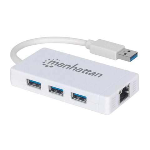 Manhattan Hub Adaptador USB 3.0 a Gigabit Ethernet, 3 Puertos