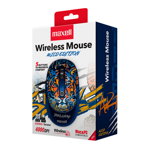 Maxell Mouse Inalámbrico Print Tigre, Mowl-320