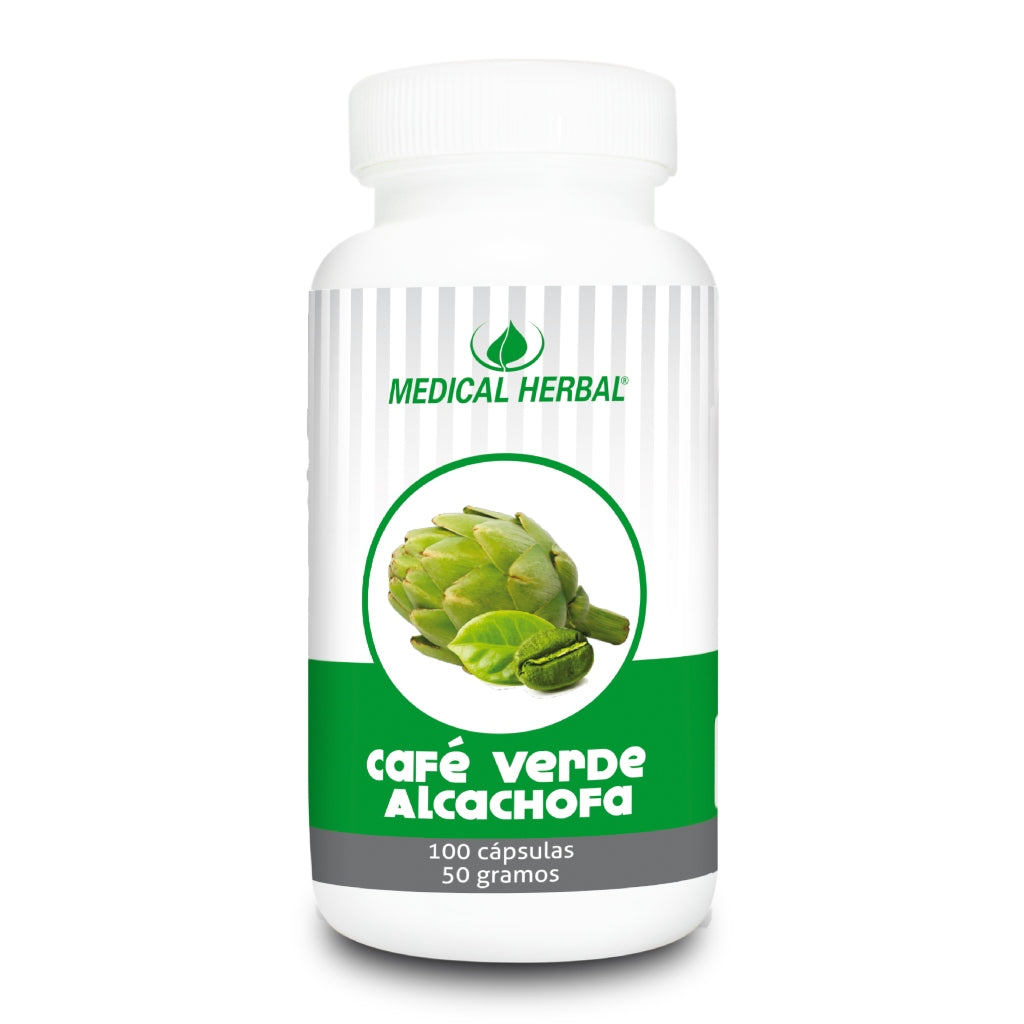 Medical Herbal Suplemento Alimenticio Café Verde y Alcachofa Antioxidante, 100 Cápsulas