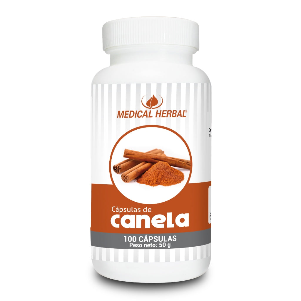 Medical Herbal Suplemento Alimenticio Canela Sistema Digestivo, 100 Cápsulas