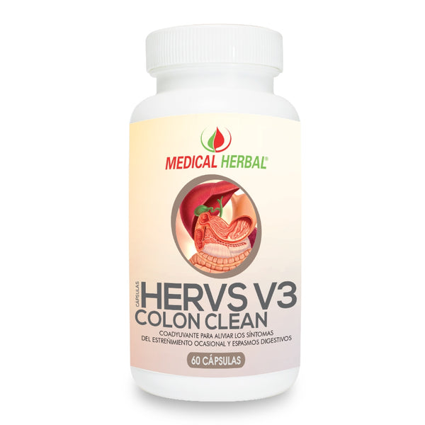 Medical Herbal Suplemento Alimenticio Hervs V3 Colon Clean Estreñimiento, 60 Cápsulas