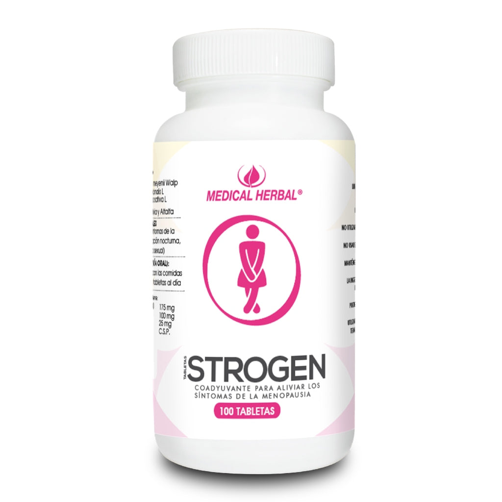 Medical Herbal Suplemento Alimenticio Strogen Síntomas de la Menopausia, 100 Tabletas