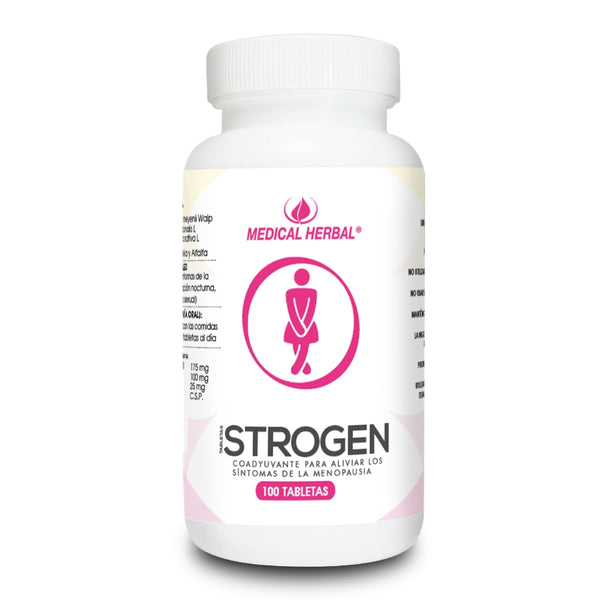 Medical Herbal Suplemento Alimenticio Strogen Síntomas de la Menopausia, 100 Tabletas