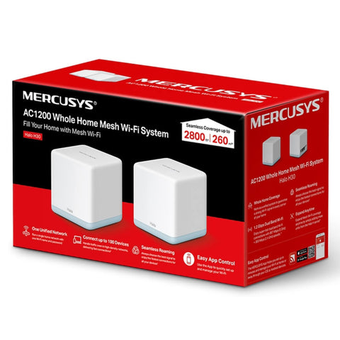 Mercusys Router Inalámbrico Sistema Mesh Wi-Fi 5 AC1200 Halo H30, 2 Piezas