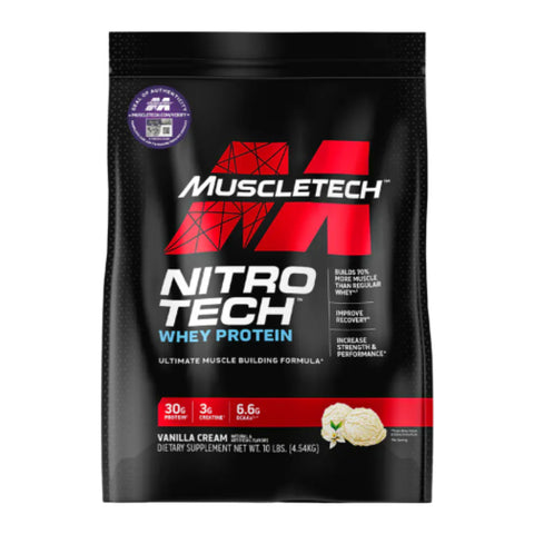 MuscleTech Suplemento Alimenticio Proteina Whey Nitro Tech, 10 Libras