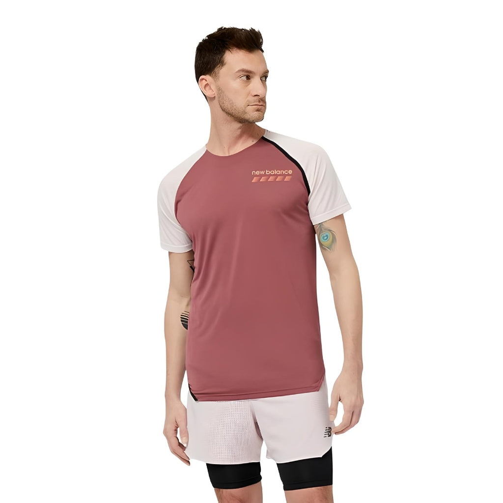 New Balance Camiseta Accelerate Pacer Vino, para Hombre