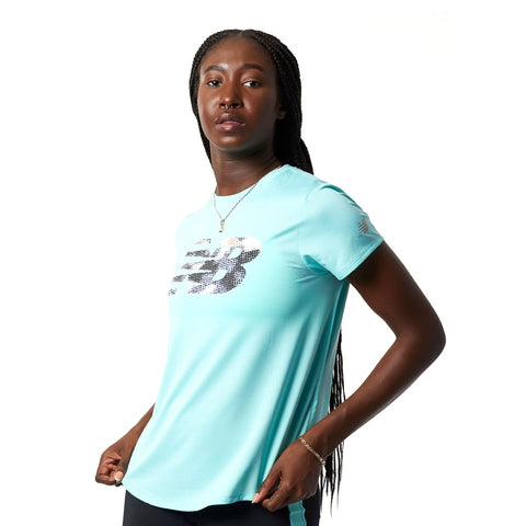 New Balance Camiseta Graphic Accelerate Verde Aqua, para Mujer