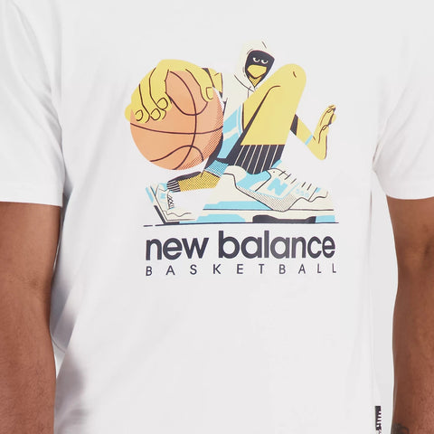 New Balance Camiseta Hoops Cotton Jersey Blanco, para Hombre