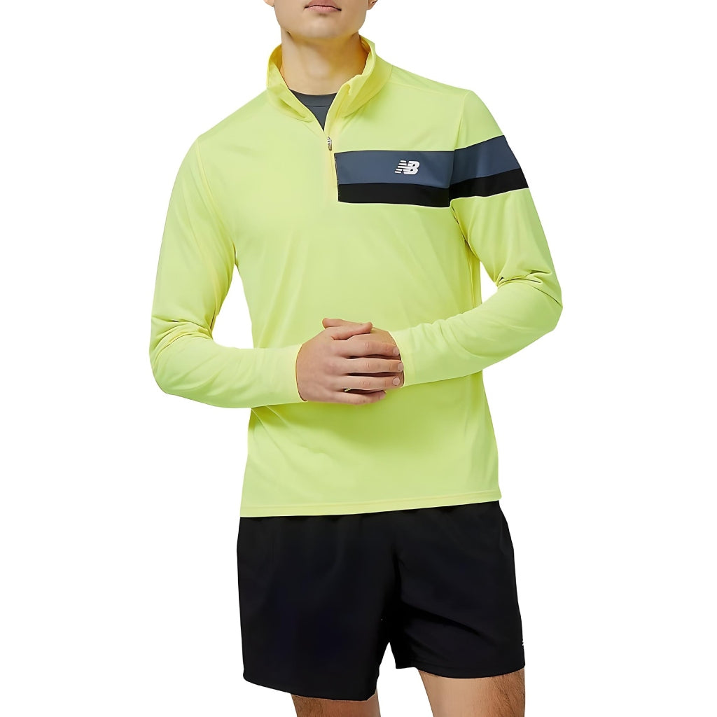 New Balance Camiseta Manga Larga Accelerate Half Zip Amarillo Neón, para Hombre