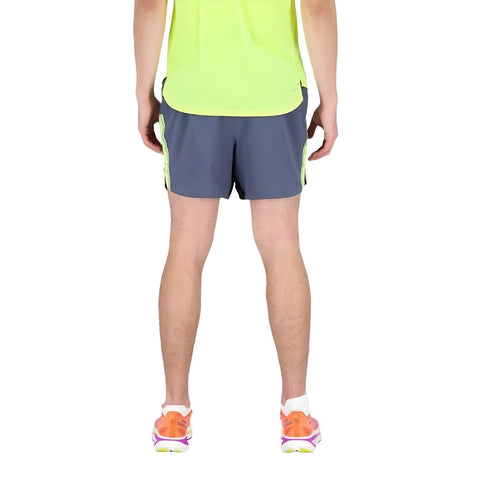 New Balance Short Deportivo Impact Run 5 Gris/Verde, para Hombre