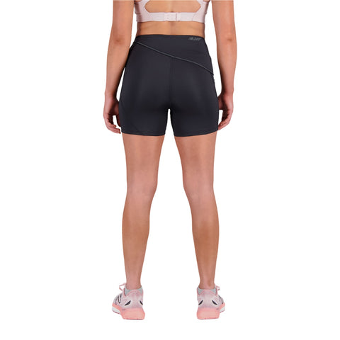 New Balance Short Q Speed Shape Shield 4" Negro, para Mujer