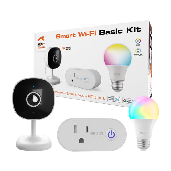 Nexxt Solutions Set Cámara Smart Wi-Fi 2K Interiores + Enchufe Smart + Bombillo Smart LED RGB 220V, NHK-K119