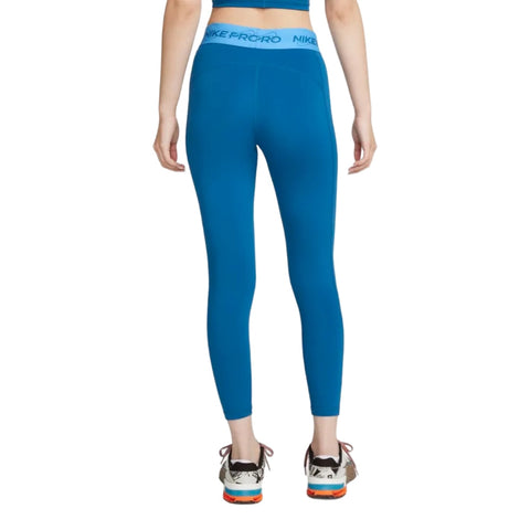 Nike Licra Deportiva Larga W NK Pro con Grafico Azul, para Mujer