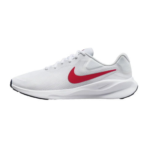 Nike Tenis Revolution 7 Blanco/Rojo, para Hombre