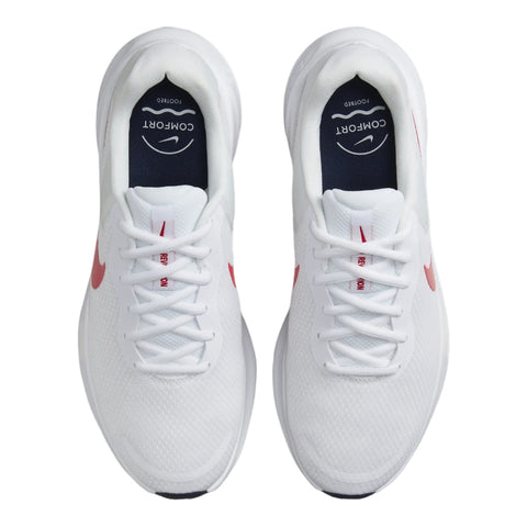 Nike Tenis Revolution 7 Blanco/Rojo, para Hombre