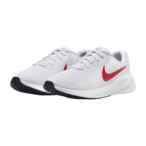 Nike Tenis Revolution 7 Blanco/Rojo, para Hombre